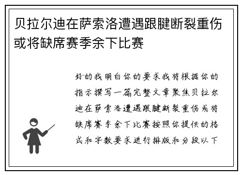 贝拉尔迪在萨索洛遭遇跟腱断裂重伤或将缺席赛季余下比赛